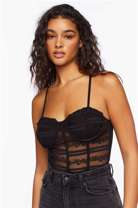 Forever 21 Lace Sweetheart Lingerie Bodysuit Black Forever21usa