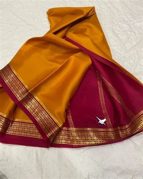 Plain Brown Banarasi Katan Silk Saree M Separate Blouse Piece At