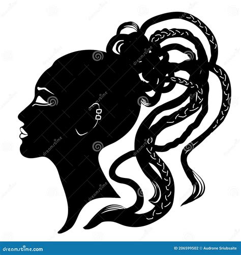 Black Hair And Pigtail Braided Cornrows Hair Style Silhouette Of