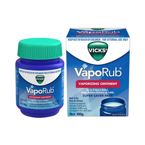 Vicks Vaporub Inhalation Vapour Ointment Colds Nose And Sore Throat 100g Ronaghans Pharmacy