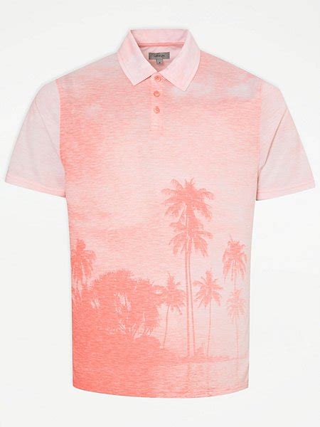 Light Blue Palm Tree Polo Top Men George At Asda