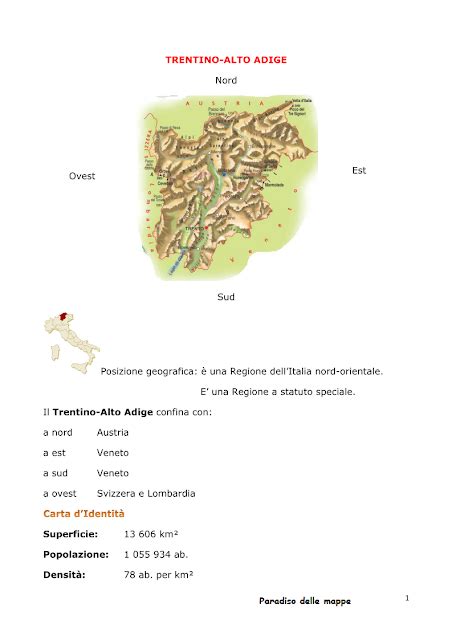 Paradiso Delle Mappe Trentino Alto Adige Schema Riassuntivo