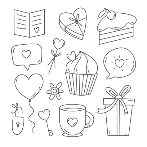 Free Vector | Doodle valentine's day elements set