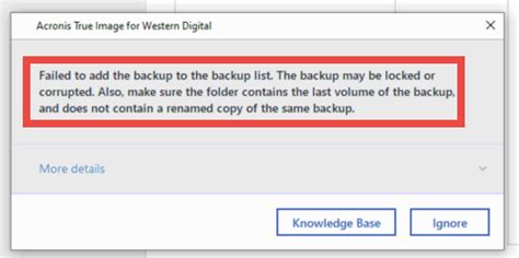 Learn About The Failed To Add The Backup Error Message In Acronis True