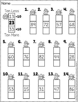 Ten More Or Ten Less Worksheets