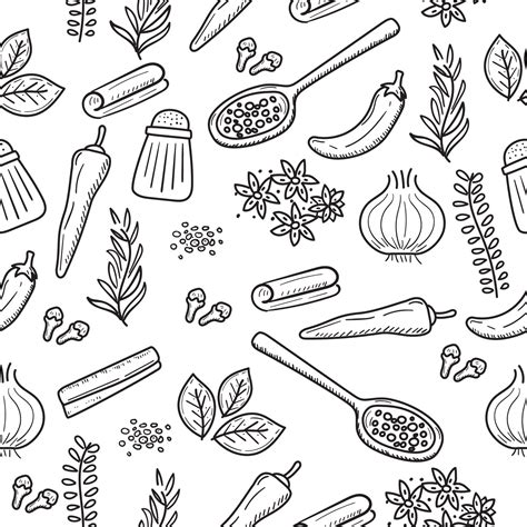 Set Of Herb And Spices Doodle Illustration Herb And Spices Doodle