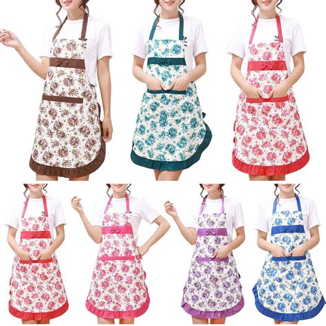 New Kitchen Pinafore Floral Cotton Linen Apron Woman Bibs For Home