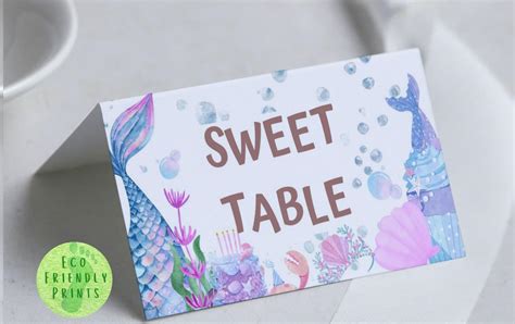 Editable Buffet Tent Card Printable Food Card Place Cards Pastel Mermaid Tent Cards Etsy