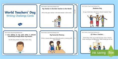 F 2 World Teachers Day Writing Challenge Cards