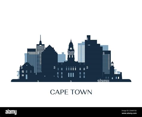 Cape Town skyline, monochrome silhouette. Vector illustration Stock ...