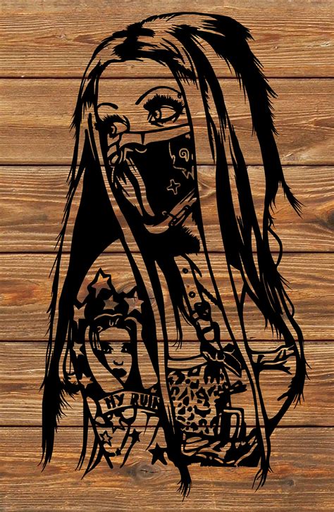 Png Svg File Steampunk Gangster Girl Tattoo Stencil Silhouette For