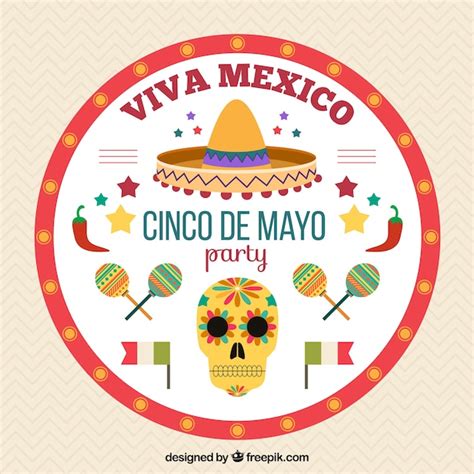 Fondo Redondo Con Objetos Mexicanos Para El Cinco De Mayo Vector Gratis