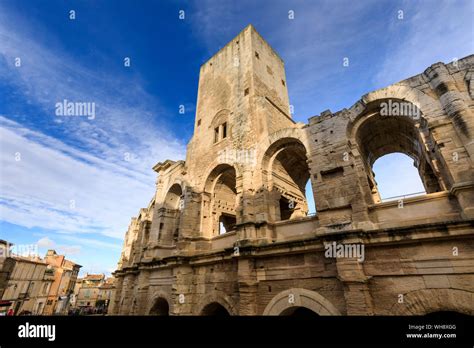 Arles Amphitheatre Roman Ruin Evening Light Unesco World Heritage