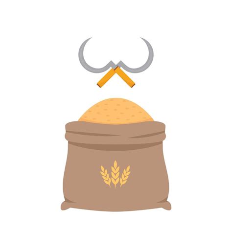 Rice Sack Cartoon Vector Rice Bag Symbol Paddy Vector Wheat Vector