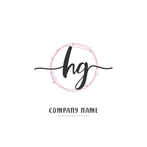 Hg Initial Handwriting And Signature Logo Design With Circle Beautiful