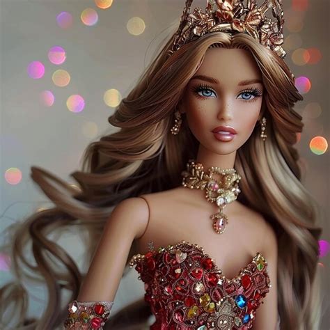 Premium Photo Barbie Doll With Long Hair Wearing A Red Dress And A Tiable Generative Ai