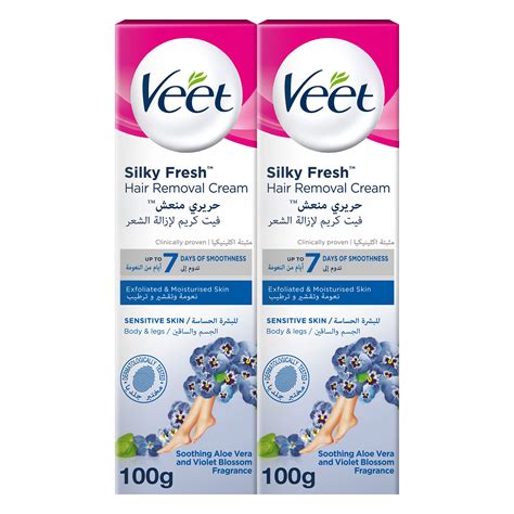 Buy Veet Silky Fresh Sensitive Skin Aloe Vera & Violet Blossom Hair Removal Cream, 2x100g Online ...