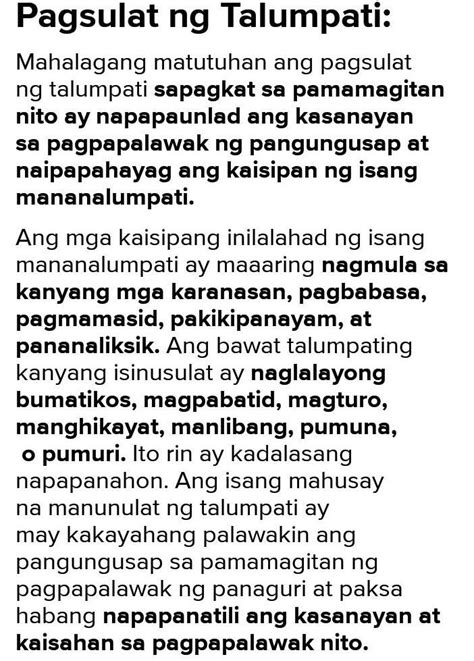 1 Bakit Mahalagang Matutunan Ang Pagsulat Ng Talumpati Brainly Ph Hot