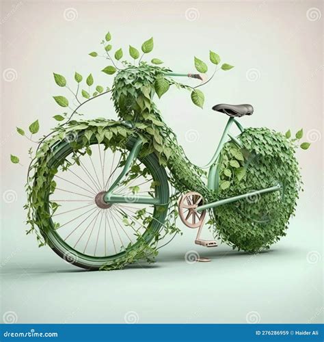 Green Leaf Tendril Adorned Bicycle A Sustainable And Eco Friendly