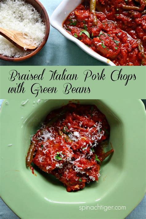 Italian Slow Cooked Pork Chops In Tomato Sauce With Green Beans