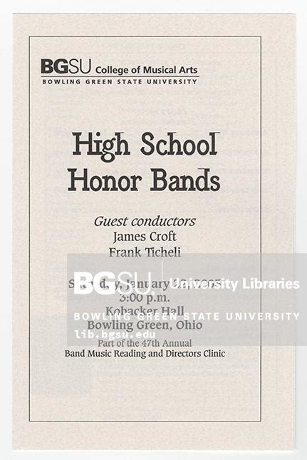 High School Honor Bands Collections College Of Musical Arts