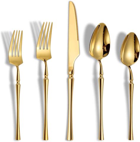 Amazon Lemeya Piece Glossy Gold Silverware Set Stainless