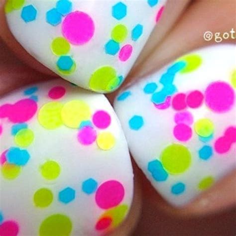 Twinkle Toes Polka Dot Neon Custom Blended Indie Glitter Nail Etsy