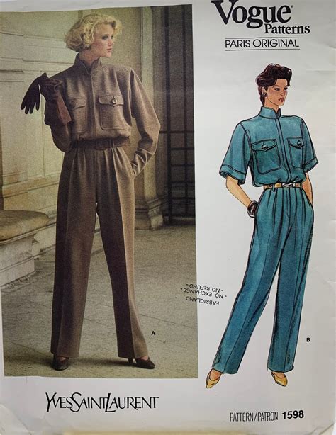 Vogue 1598 Vintage Jumpsuit Yves Saint Laurent Straight Legged