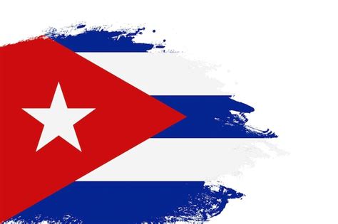 Bandera De Cuba En Un Pincel De Trazo Manchado Pintado Fondo Blanco