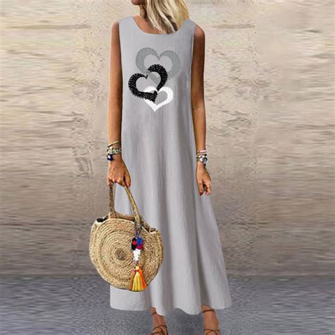 Dadaria Maxi Sundresses For Women Gray Sleeveless Summer Sundress Long Fashion Pleated Ruched