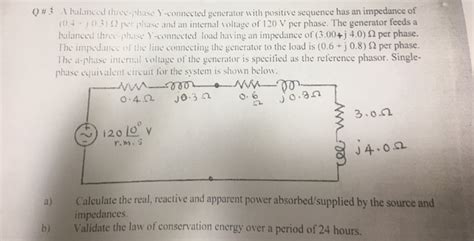 Solved A Balanced Three Phase Y Connected Generator With Chegg