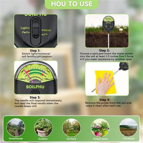 Probador De PH Del Suelo Medidor De Humedad Del Suelo 4 En 1 Probador
