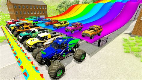 HT Gameplay Official 108 High Speed Slide Color Monster Trucks Crash