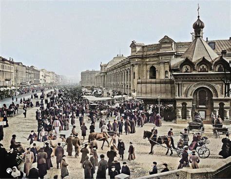 Nevsky Avenue Near Great Gostiny Dvor Saint Petersburg Russian Empire