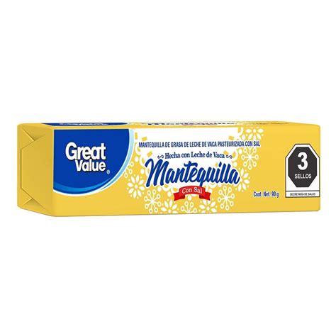 Mantequilla Great Value Con Sal En Barra 90 G Walmart