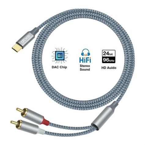 DCHAV USB C to 2RCA 変換 オーディオケーブル 1 2m Y型 分岐 赤 白 DACチップ搭載 USB Type C