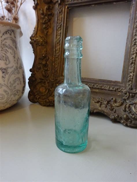 Antique Aqua Glass Sauce Bottle With Burst Top One Aqua Glass Etsy