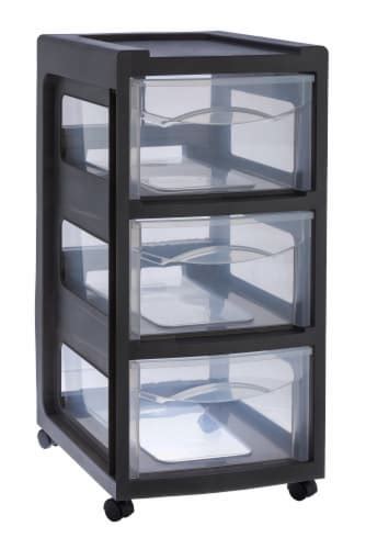 Starplast Medium 3 Drawer Plastic Storage Cart Black 1 Ct Qfc