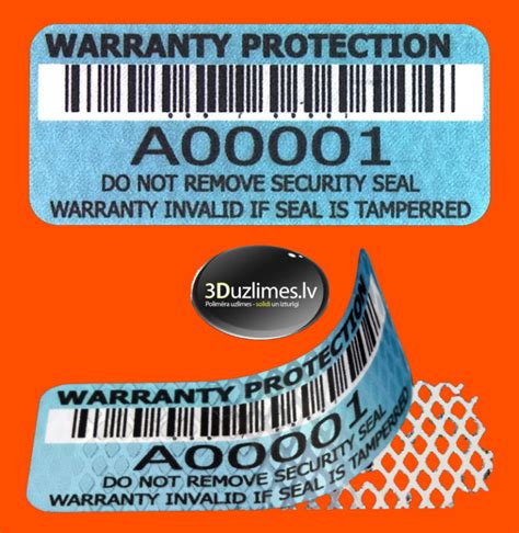 Warranty Stickers 3d Uzlīmes Polimēra Uzlīmes