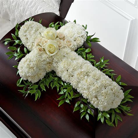 Funeral Cross All White For Top Of Casket Flowers From The Heart