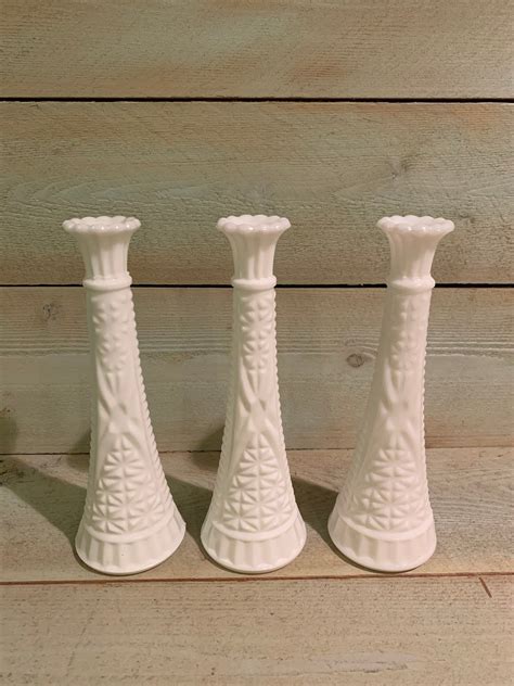 White Milk Glass Vase Milk Glass Bud Vases For Wedding Or Etsy