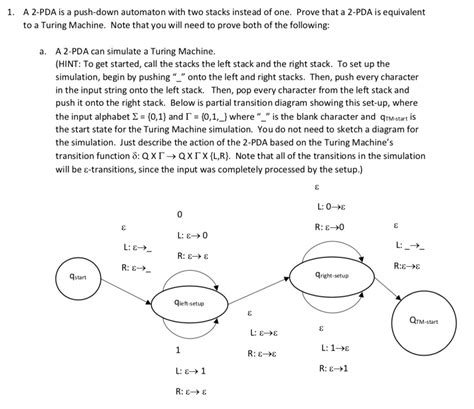 1 A 2 PDA Is A Push Down Automaton With Two Stacks Chegg