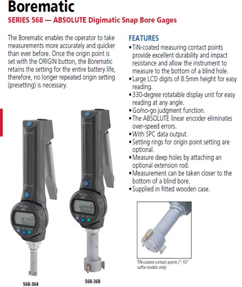 Mitutoyo Absolute Digimatic Borematic Snap Open Bore Gages