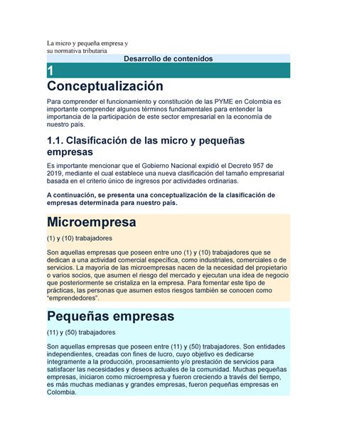 La micro y pequeña empresa y La micro y pequeña empresa y su