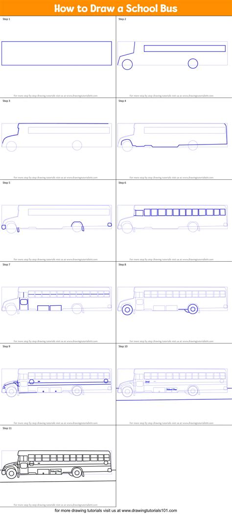 How to Draw a School Bus printable step by step drawing sheet ...