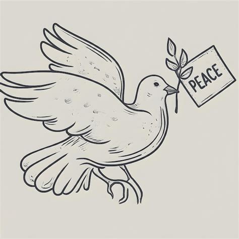 Premium Photo | A drawing of a dove with a sign that says peace on it