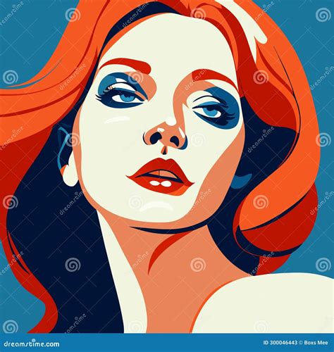 Portrait Of A Beautiful Woman With Red Hair Vector Illustration Stock