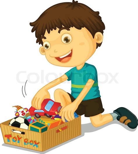 Boy With His Toys Stock Vector Colourbox