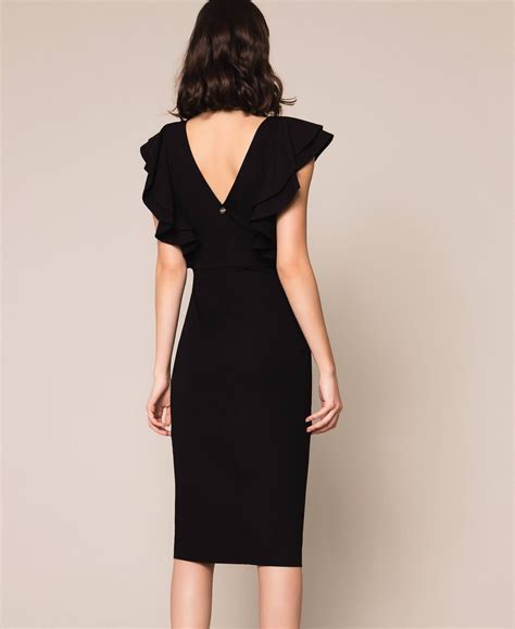 Robe Fourreau Avec Volants Femme Noir Twinset Milano
