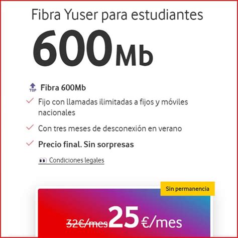 Vodafone Yu oferta la tarifa de solo fibra más barata del mercado